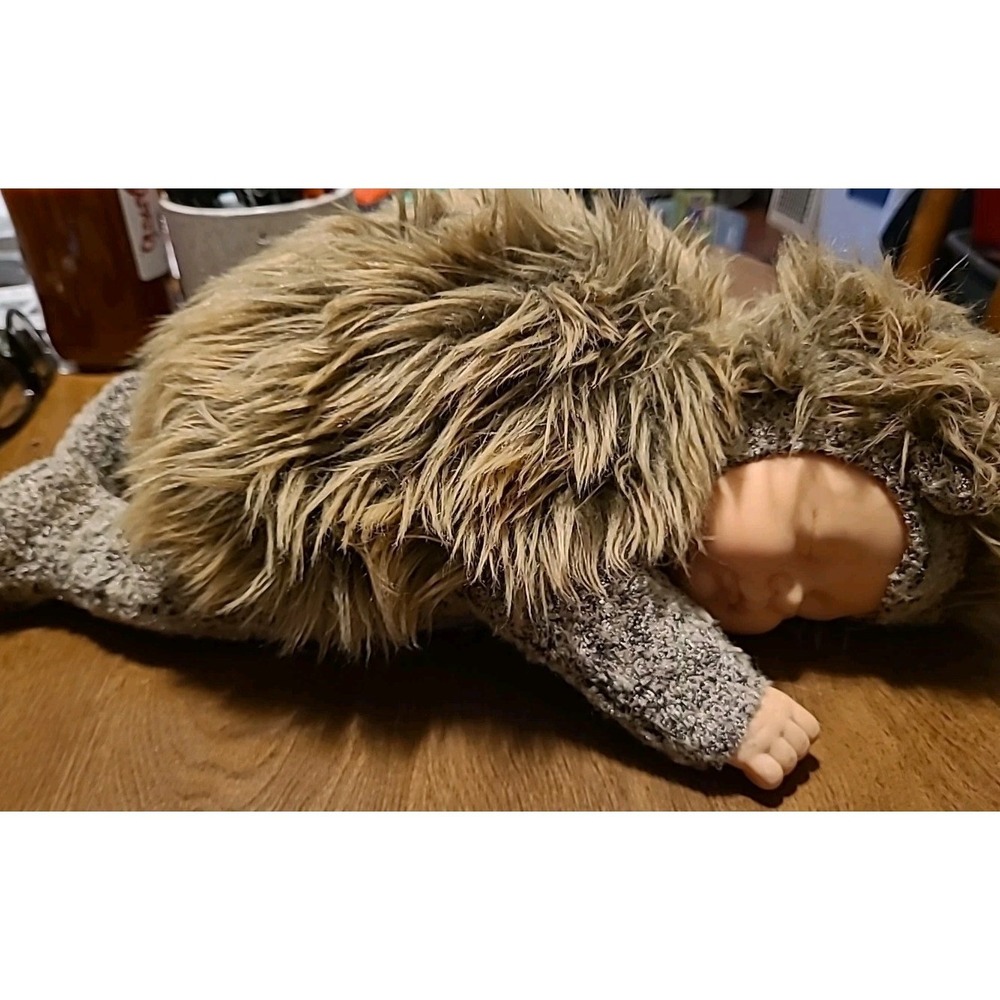 Vintage Anne Geddes Hedgehog Sleeping Baby Doll Plush 9" Vinyl Collectible Toy